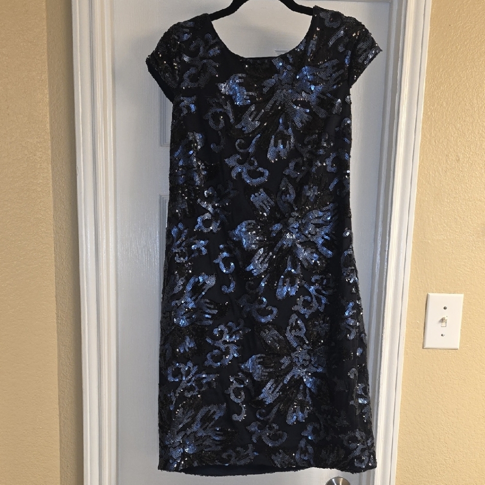 Calvin Klein Black and Blue Sequin Mini Dress